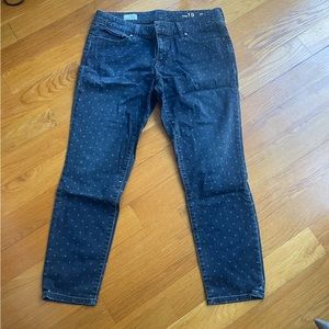 GAP Size 31/12R skinny jeans, dark denim with light polka dots